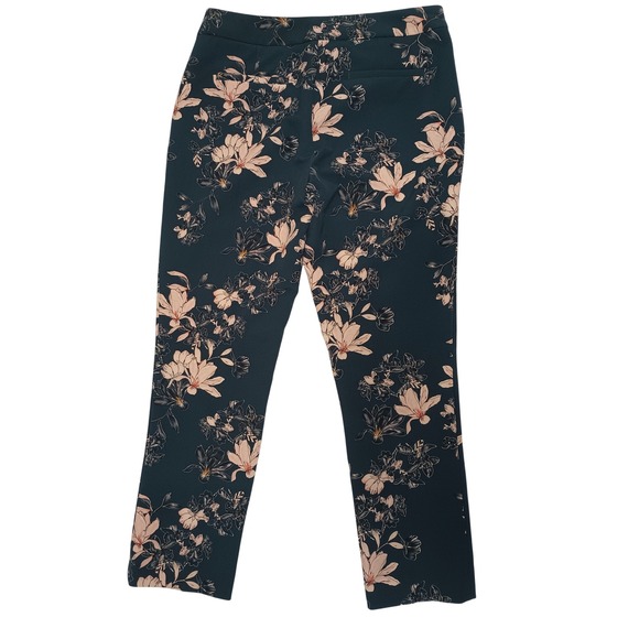 Cynthia Rowley Pants - Cynthia Rowley Teal Floral Magnolia Print Ankle Dress Pants Trousers Womens 6